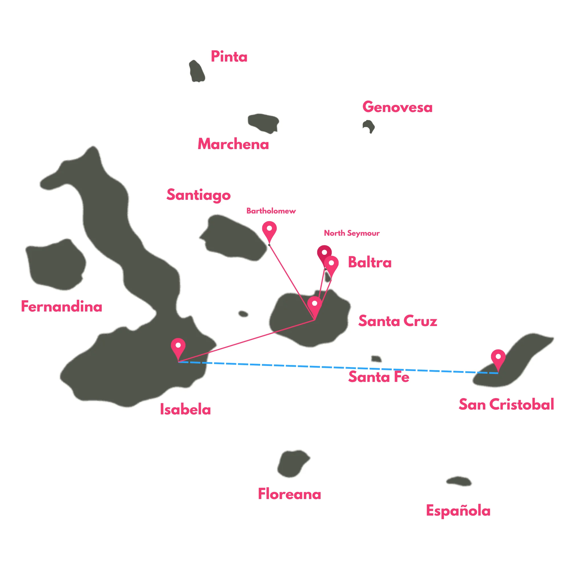 8 Day Galapagos 360 Superior route map